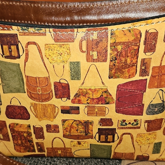 Patricia Nash Leather Multicolor Crossbody Bag With Playful Handbag Print. - Picture 16 of 16